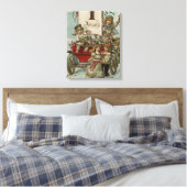 Ein glückliches neues JahrKinder rund um einen rot Leinwanddruck (Insitu (Schlafzimmer))