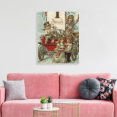 Ein glückliches neues JahrKinder rund um einen rot Leinwanddruck (Insitu (Wohnzimmer))