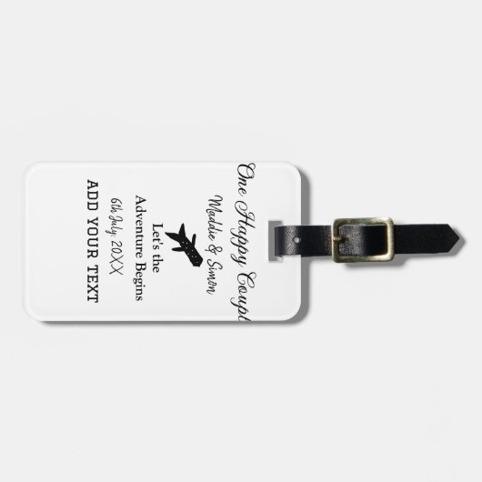 Ein glückliches Paar - Abenteuer beginnt Hochzeit Gepäckanhänger (Vorderseite horizontal)