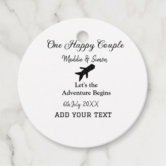 Ein glückliches Paar - Abenteuer beginnt Hochzeit Geschenkanhänger (Vorderseite)