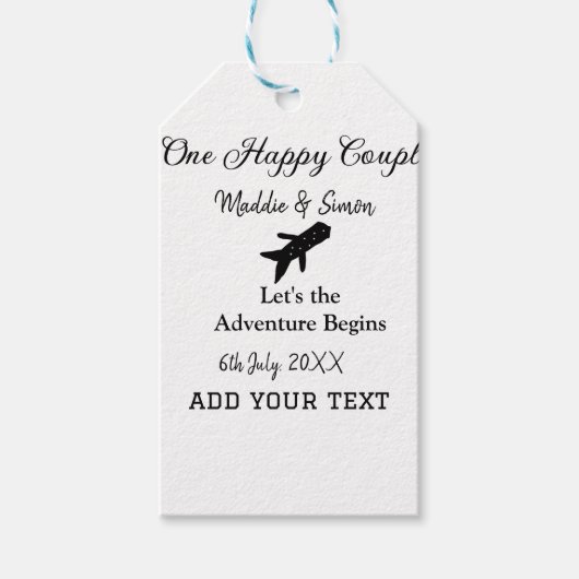 Ein glückliches Paar - Abenteuer beginnt Hochzeit Geschenkanhänger (Vorderseite)