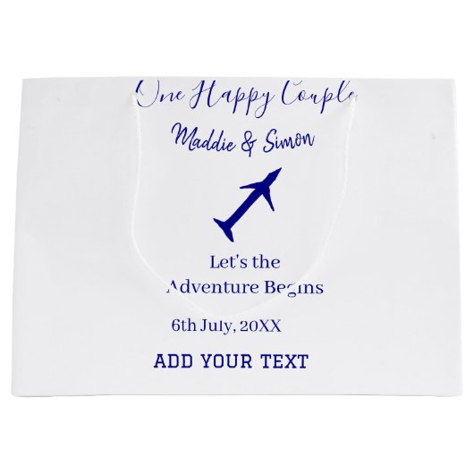 Ein glückliches Paar - Abenteuer beginnt Hochzeit Große Geschenktüte (Vorderseite)