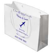 Ein glückliches Paar - Abenteuer beginnt Hochzeit Große Geschenktüte (Rückseite Schrägansicht)