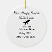 Ein glückliches Paar - Abenteuer beginnt Hochzeit Keramik Ornament (Hinten)