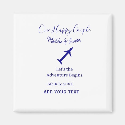 Ein glückliches Paar - Abenteuer beginnt Hochzeit Magnet (Vorne)