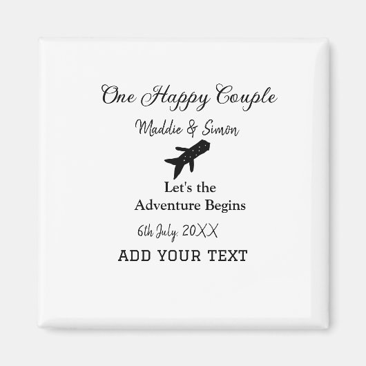 Ein glückliches Paar - Abenteuer beginnt Hochzeit Magnet (Vorne)