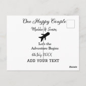 Ein glückliches Paar - Abenteuer beginnt Hochzeit Postkarte (Rückseite)