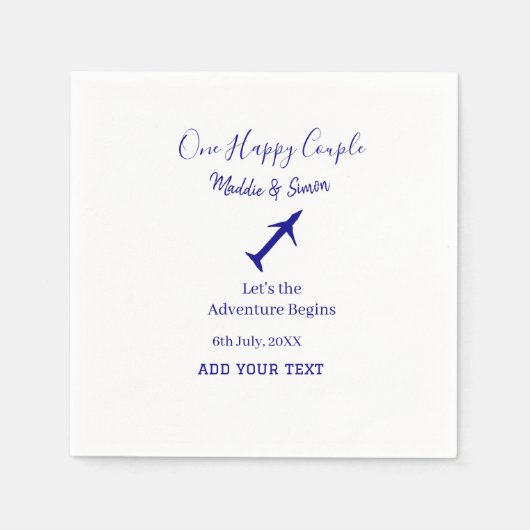 Ein glückliches Paar - Abenteuer beginnt Hochzeit Serviette (Vorderseite)