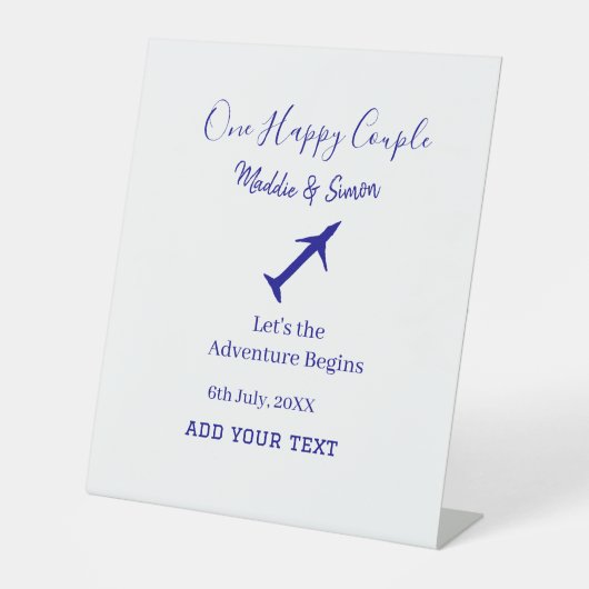 Ein glückliches Paar - Abenteuer beginnt Hochzeit Sockelschild (Vorderseite)