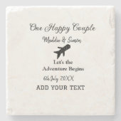 Ein glückliches Paar - Abenteuer beginnt Hochzeit Steinuntersetzer (Vorderseite)