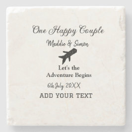 Ein glückliches Paar - Abenteuer beginnt Hochzeit Steinuntersetzer