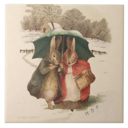 "Ein glückliches Paar" von Beatrix Potter Fliese (Vorderseite)