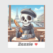 Ein glückliches Skelett in Paris Aufkleber (Blatt)