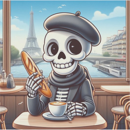 Ein glückliches Skelett in Paris Aufkleber (Vorderseite)