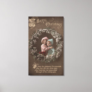 Ein glückliches WeihnachtenKleine Kinder umarmt Leinwanddruck