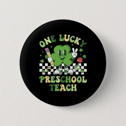 Ein Glücks-Gnomentoilettenlehrer St Patricks Day Button (Vorderseite)