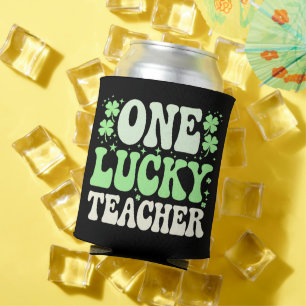 Ein Glückslehrer Groovy Retro-Lehrer St. Patricks Dosenkühler