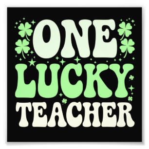 Ein Glückslehrer Groovy Retro-Lehrer St. Patricks Fotodruck