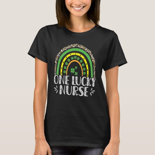 Ein Glückspfleger Leopard Regenbogen St. Patrick S T-Shirt (Vorderseite)