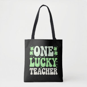 Ein Glückspilz-Lehrer Groovy Retro Lehrer St. Patr Tasche