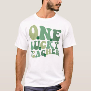 Ein Glückspilz-Lehrer St. Patricks Day Retro Groov T-Shirt