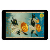 Ein glühender Hallowe'en, schwarze Katzen, Kürbisl Magnet (Horizontal)