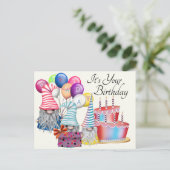 Ein Gnom Geburtstag Postkarte (Stehend Vorderseite)