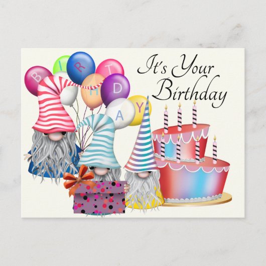 Ein Gnom Geburtstag Postkarte (Vorderseite)