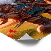 Ein Gnome-Krieger, der mit seinem Drachen posiert Poster (Ecke)