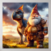 Ein Gnome-Krieger, der mit seinem Drachen posiert Poster (Vorne)