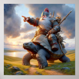 Ein Gnome-Krieger, der seine Tortoise befehligt Poster