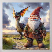 Ein Gnome-Krieger mit seinem Drachen Poster (Vorne)
