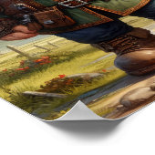 Ein Gnome-Krieger mit seinem Drachen Poster (Ecke)