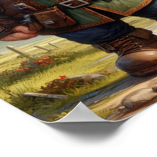 Ein Gnome-Krieger mit seinem Drachen Poster (Ecke)