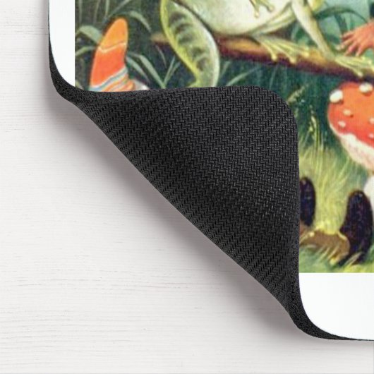 Ein Gnome und Frosch auf einer Pilzsäge Mousepad (Ecke)