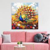 Ein Gold- und Blaupfau Leinwanddruck (Insitu (Wohnzimmer))