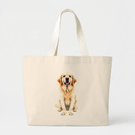 Ein Golden Retriever Hund sitzt Jumbo Stoffbeutel
