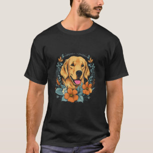 Ein Golden Retriever umgeben von Lilien illustra T-Shirt