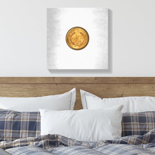 Ein goldener Dollar 1853 - Silbermünzen Hintergrun Leinwanddruck (Insitu (Schlafzimmer))