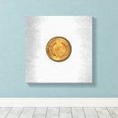 Ein goldener Dollar 1853 - Silbermünzen Hintergrun Leinwanddruck (Insitu (Holzboden))