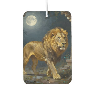 Ein goldener Löwe und Tiger beim Spaziergang unter Autolufterfrischer