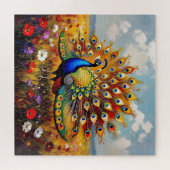 Ein goldener und blauer Pfau Puzzle (Horizontal)