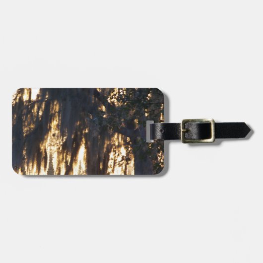 ein goldener Winteraufgang durch den spanischen Mo Gepäckanhänger (Vorderseite horizontal)