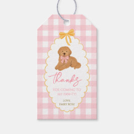 Ein goldenes Jahr Pink Gingham Golden Doodle Geschenkanhänger