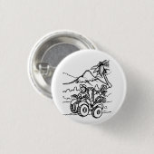 Ein Golfer, der mit seinem Vierrad Golf spielt Button (Vorne & Hinten)