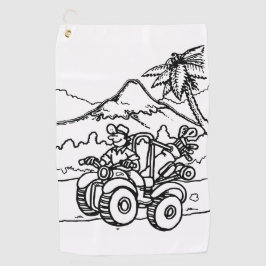 Ein Golfer, der mit seinem Vierrad Golf spielt Golfhandtuch