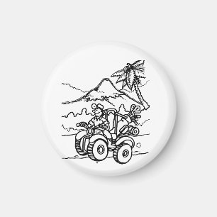 Ein Golfer, der mit seinem Vierrad Golf spielt Magnet