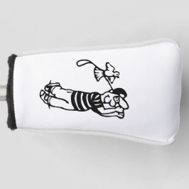 Ein Golfer in b-w Golf Headcover