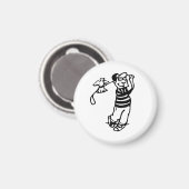Ein Golfer in b-w Magnet (Vorderseite/Rückseite)