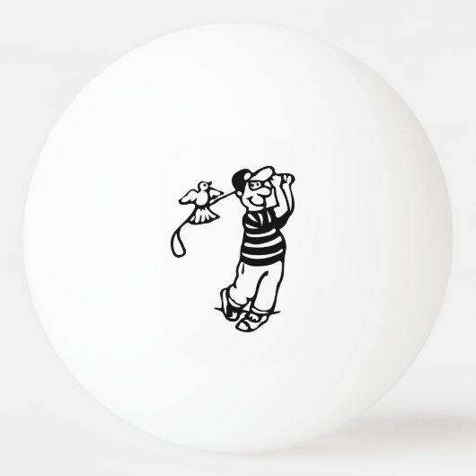 Ein Golfer in b-w Tischtennisball (Vorderseite)